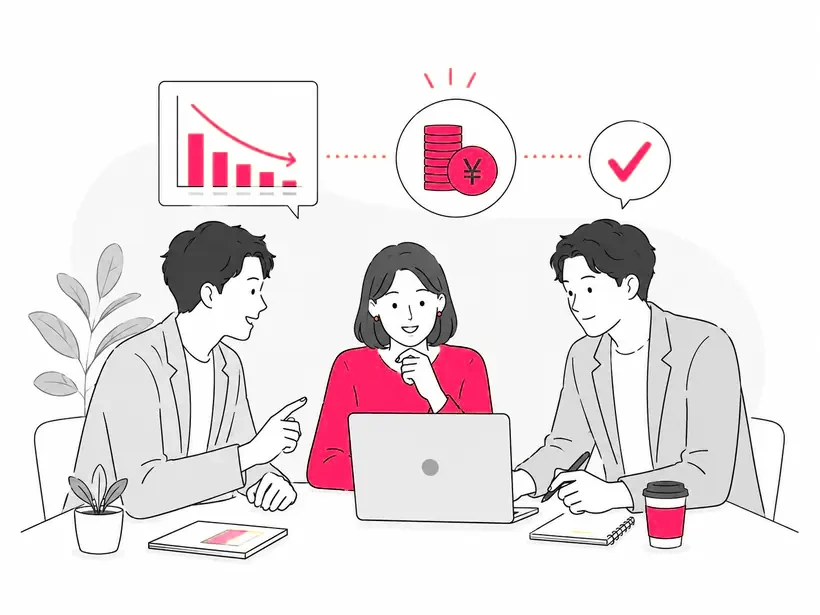 成果報酬で初期費用を抑えて始められることを示した図
